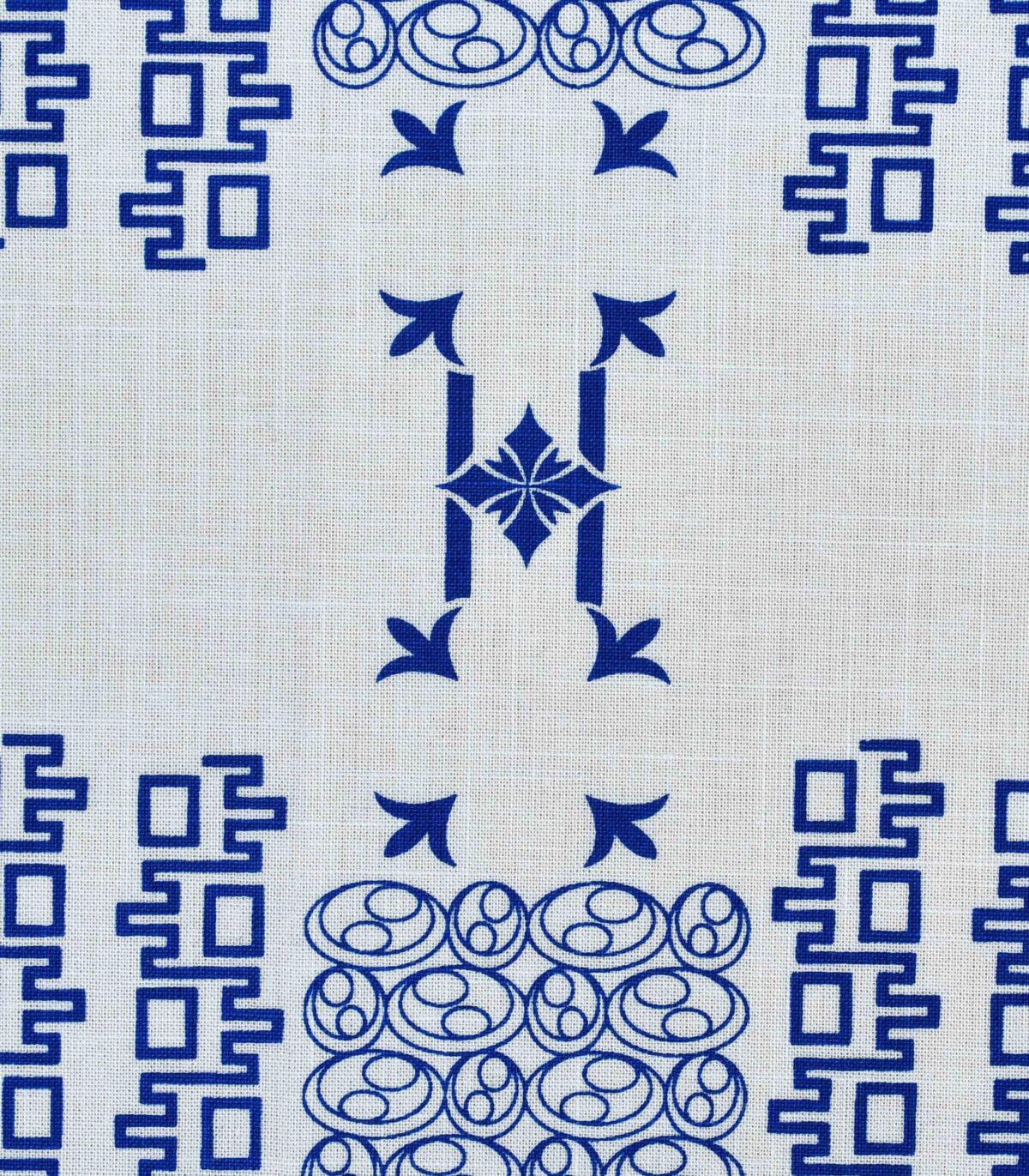 Cotton White Base Blue Print Fabric