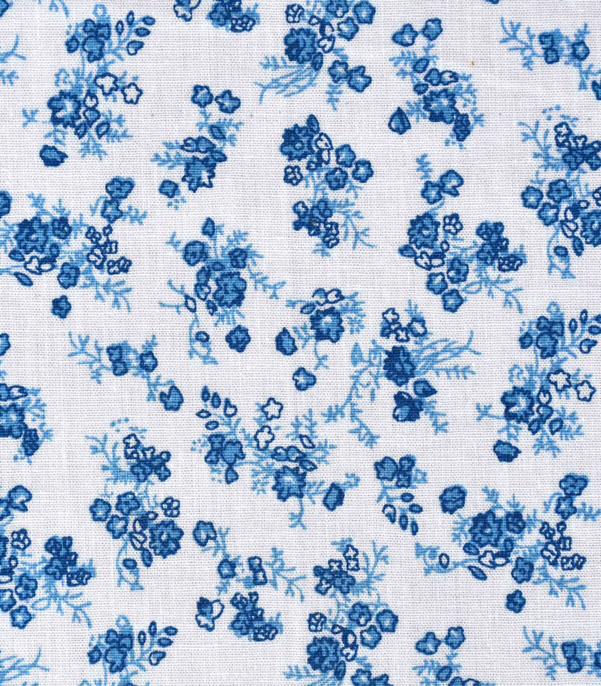 Cotton White Base Flower Print Fabric