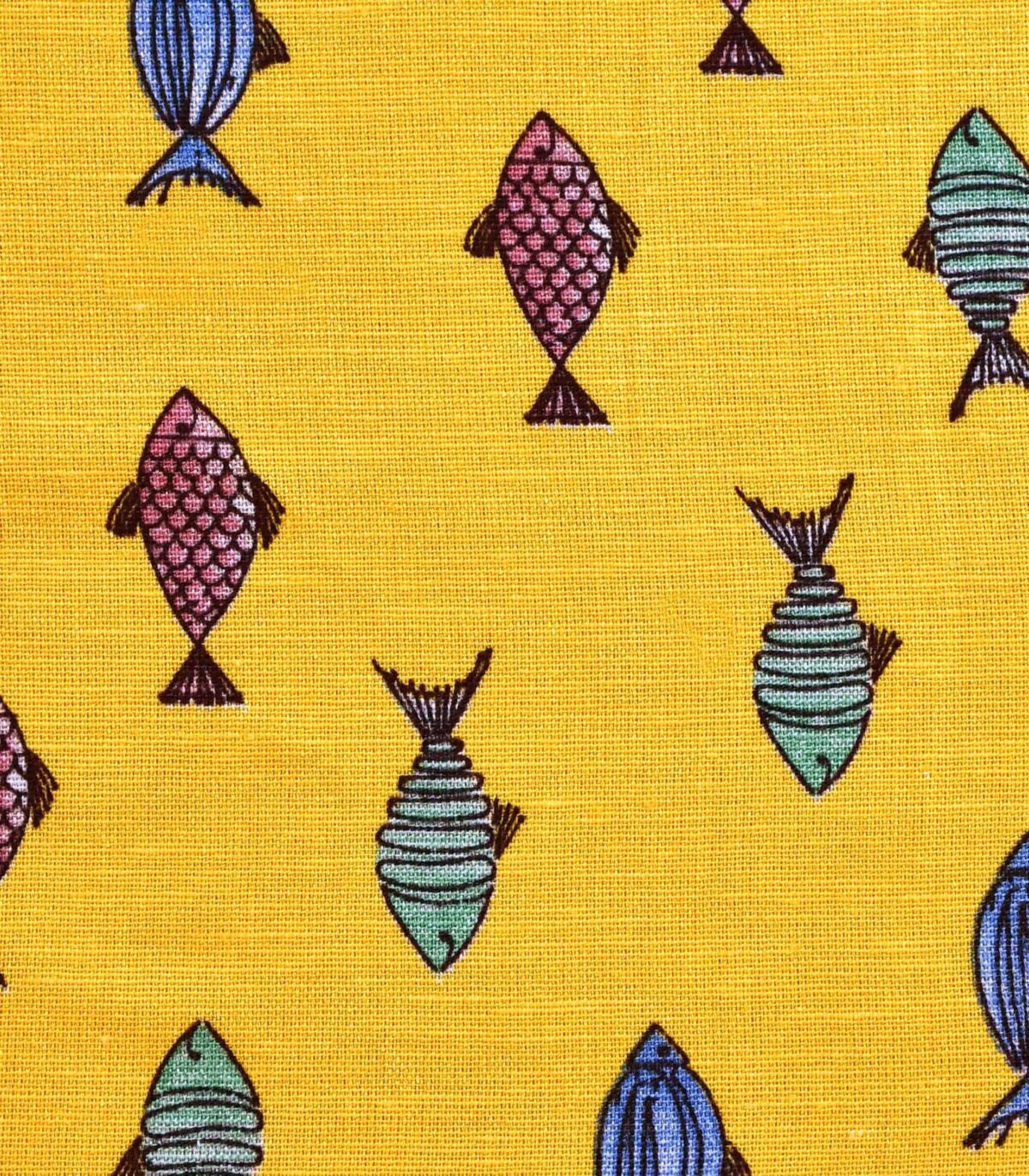 Viscose Linen Fish Print Fabric