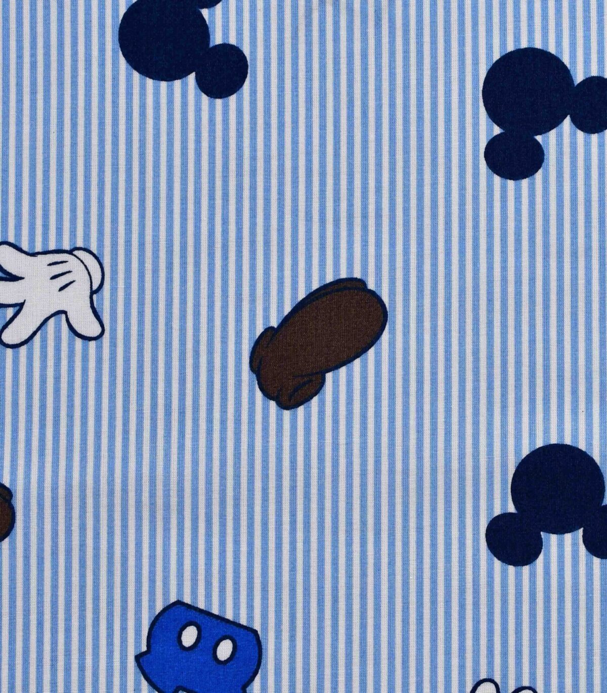 Cotton Blue Stripe MickyMose Print Fabric
