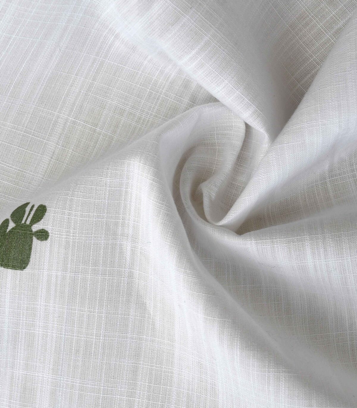 Cotton White Base Leaf Print Fabric