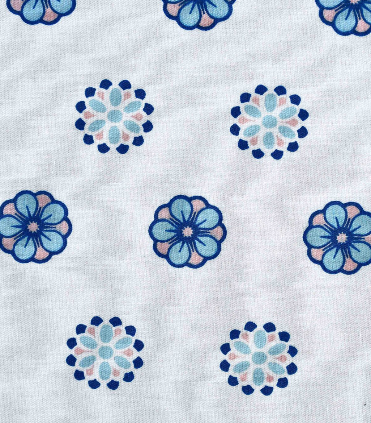 Cotton Blue Flower Print Fabric