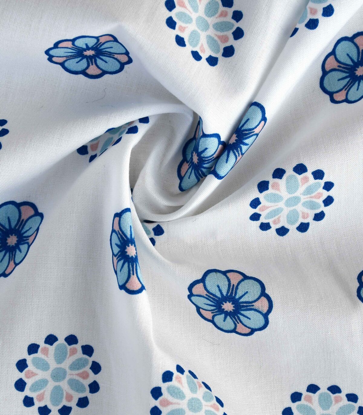 Cotton Blue Flower Print Fabric