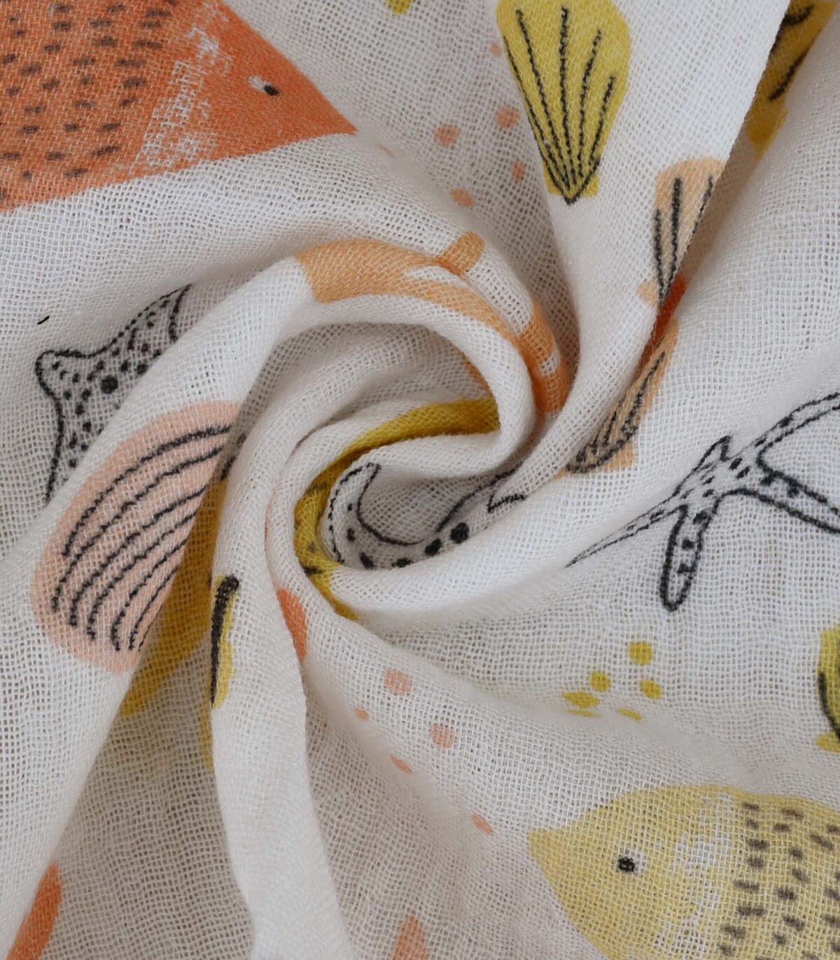 Cotton StarFish Print HighTwist Fabric