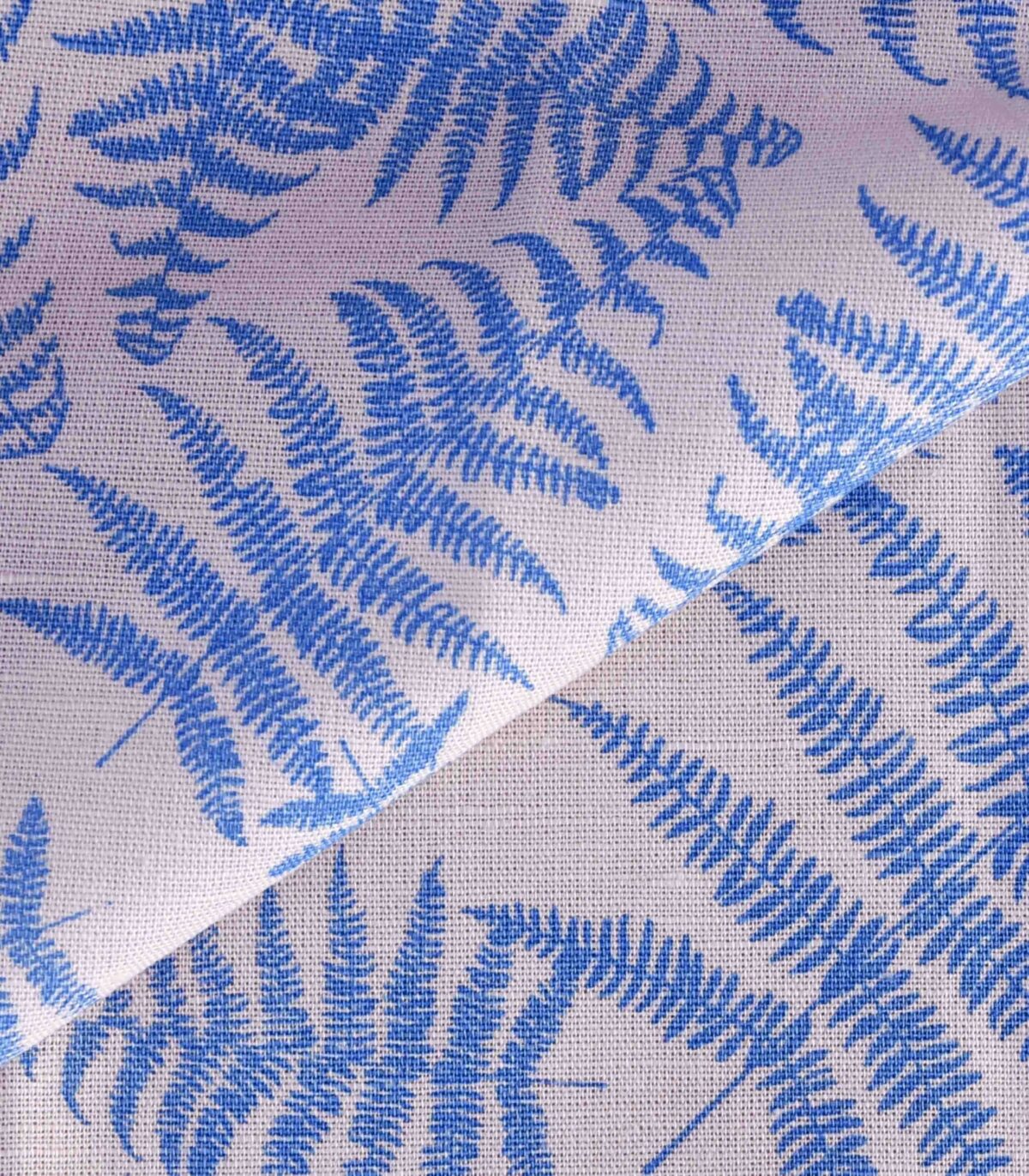 Linen Cotton Blue Leaf Print Fabric