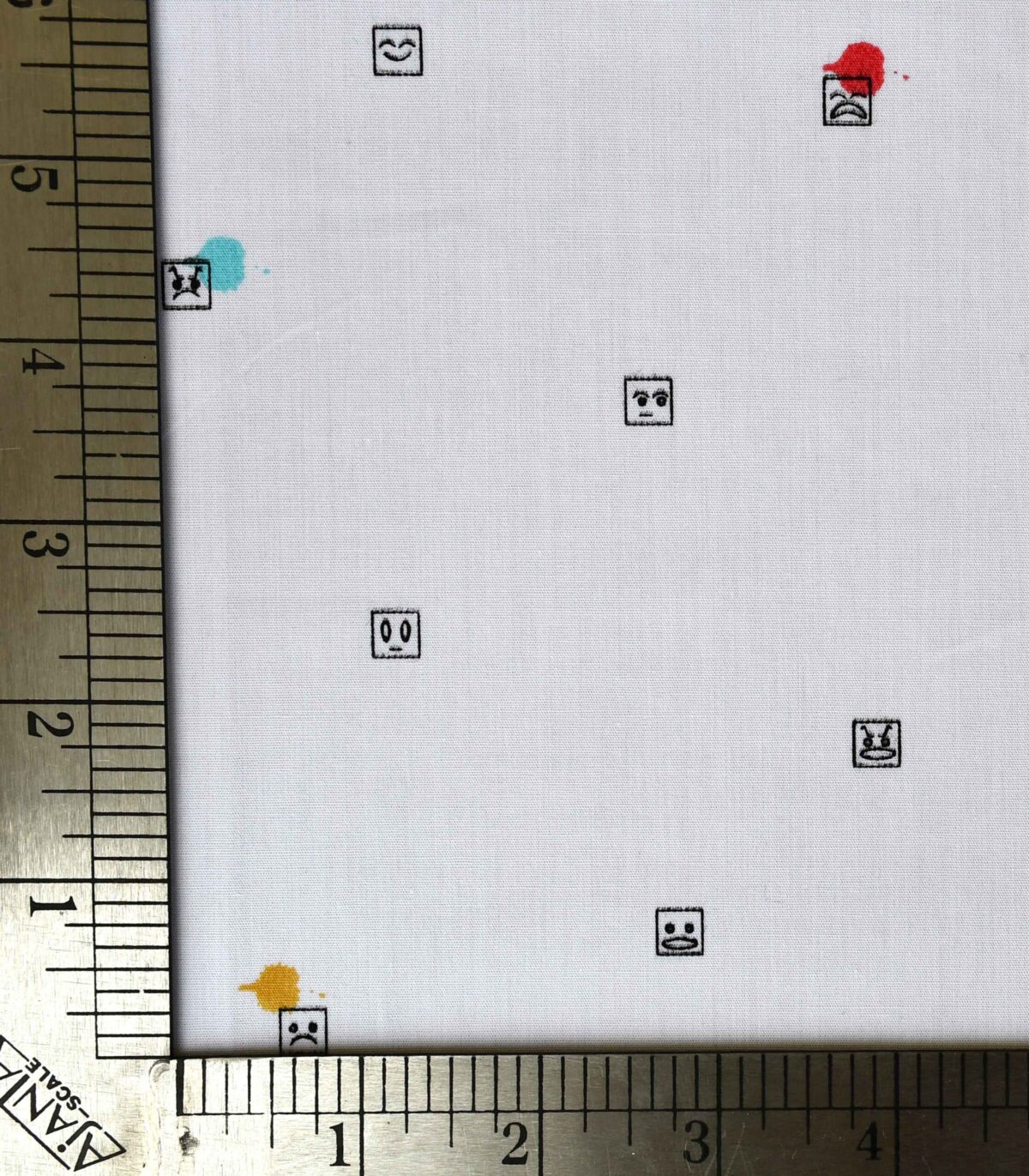 Cotton White Base Smiley Print Fabric