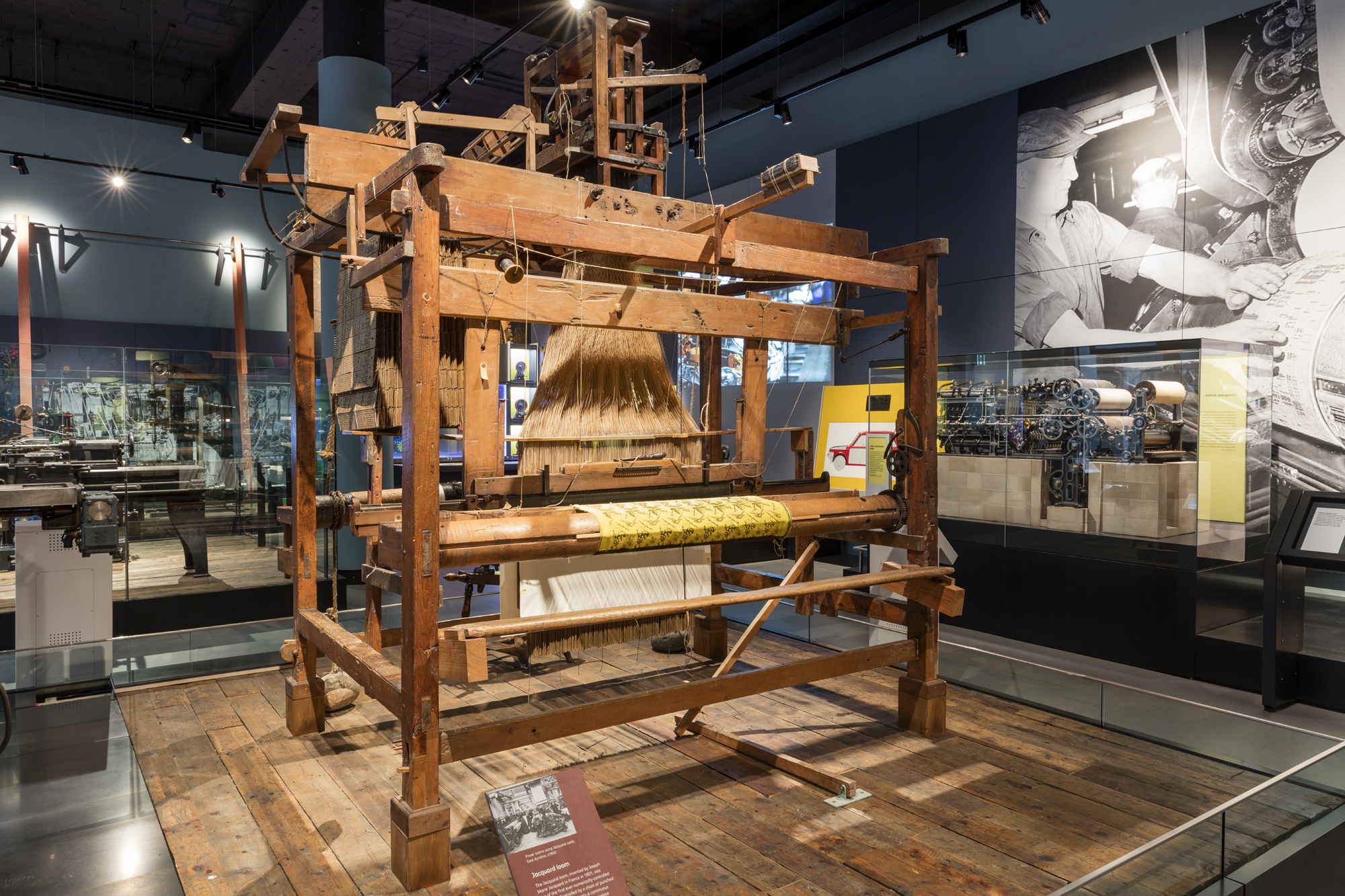 Original jacquard loom in exhibition