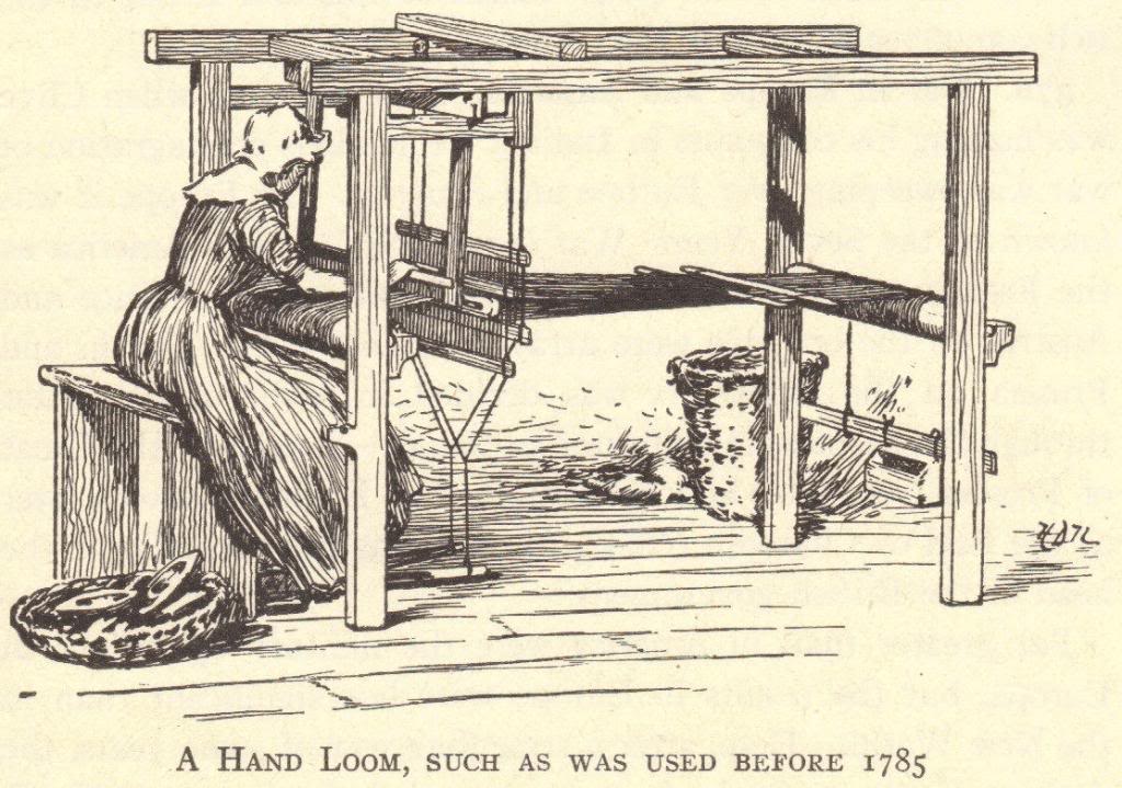 A lady weaving fabrics on a handloom