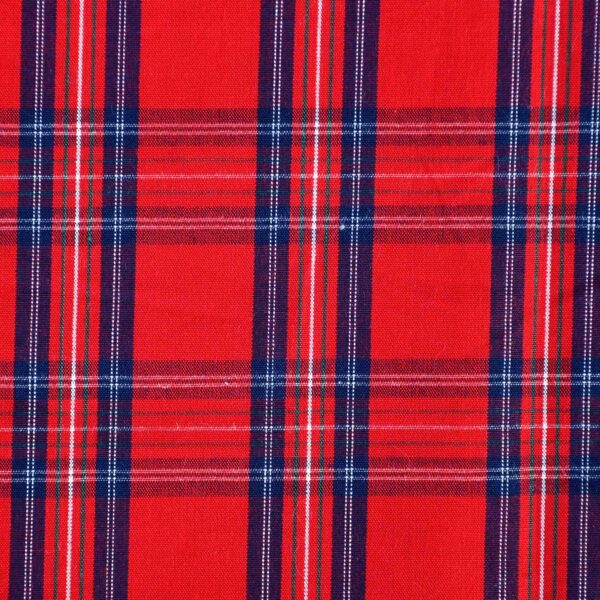 Cotton Red Blue Checked Yarndyed Fabric