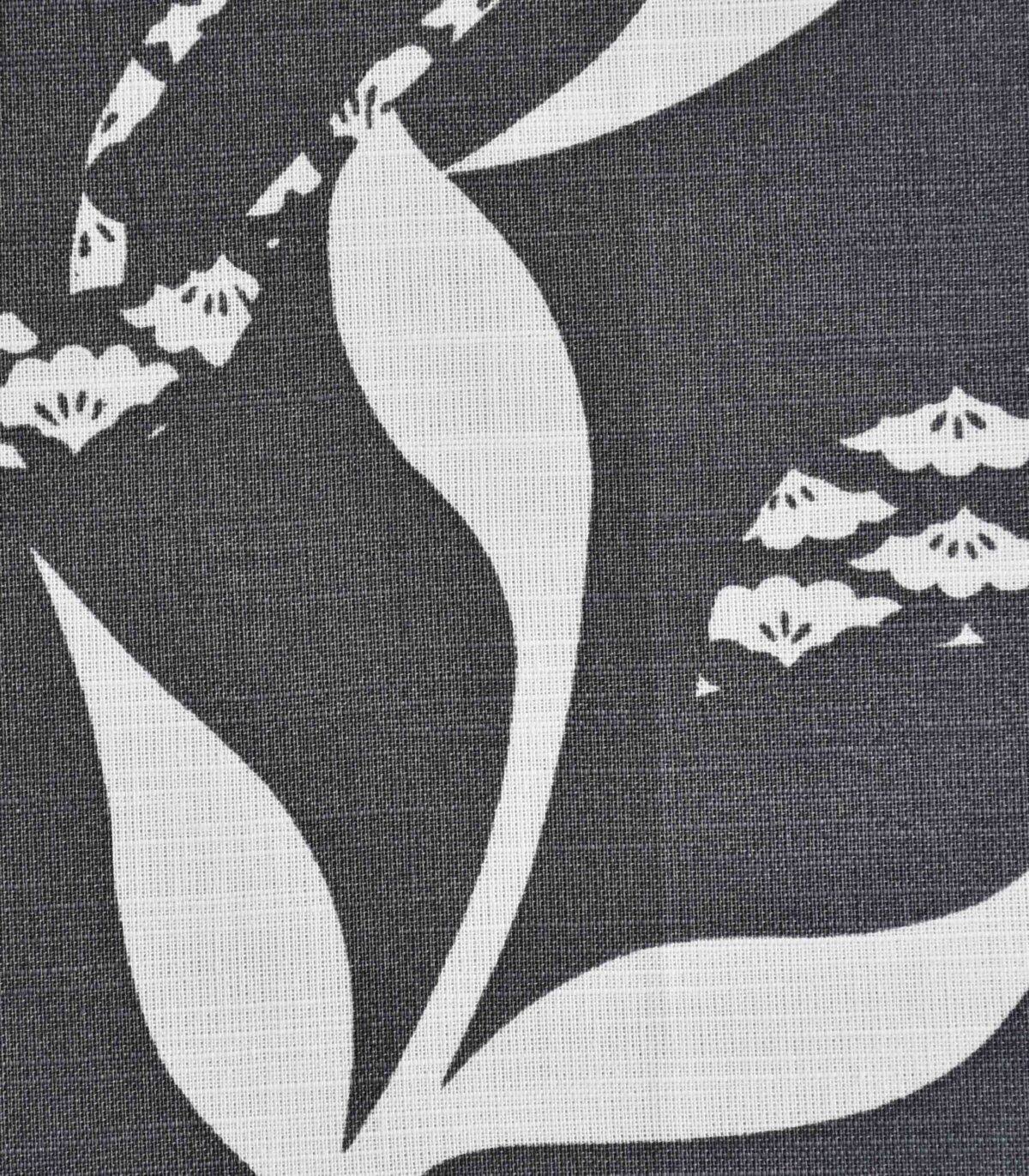 Cotton Grey Color Leaf Print Woven Fabric