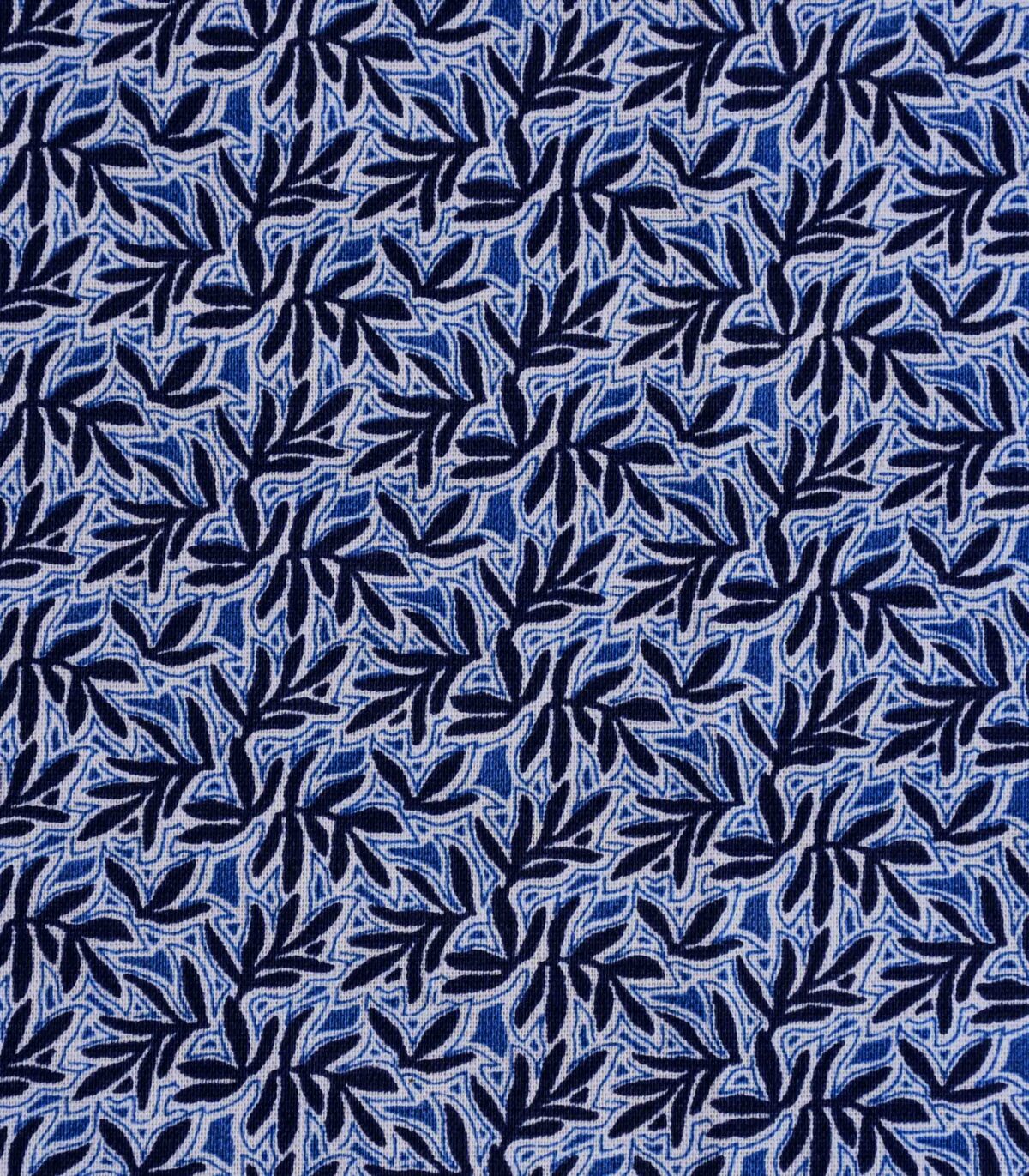 Cotton Blue Color Leaf Print Woven Fabric