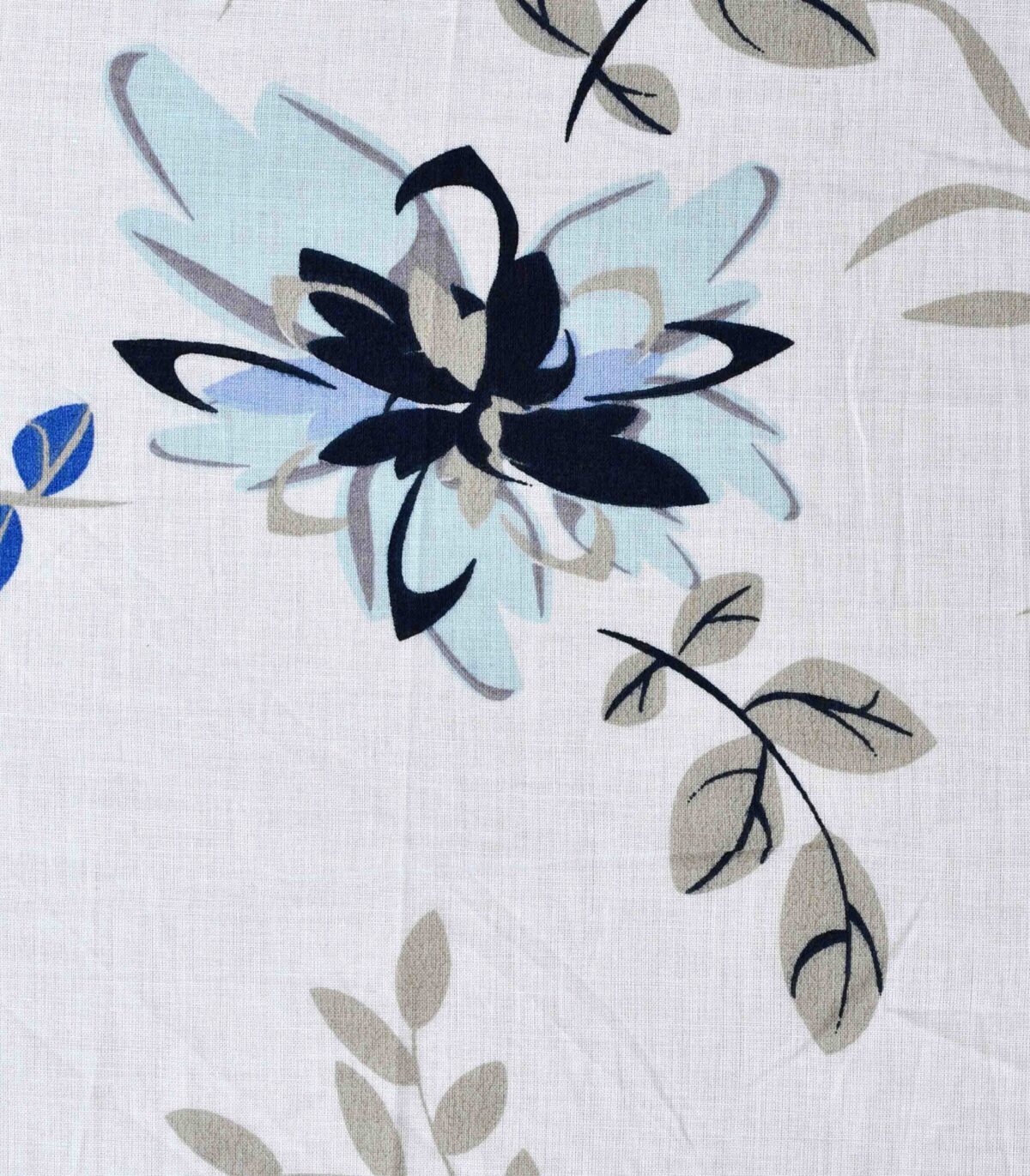 Cotton Blue Color Flower Print Woven Fabric