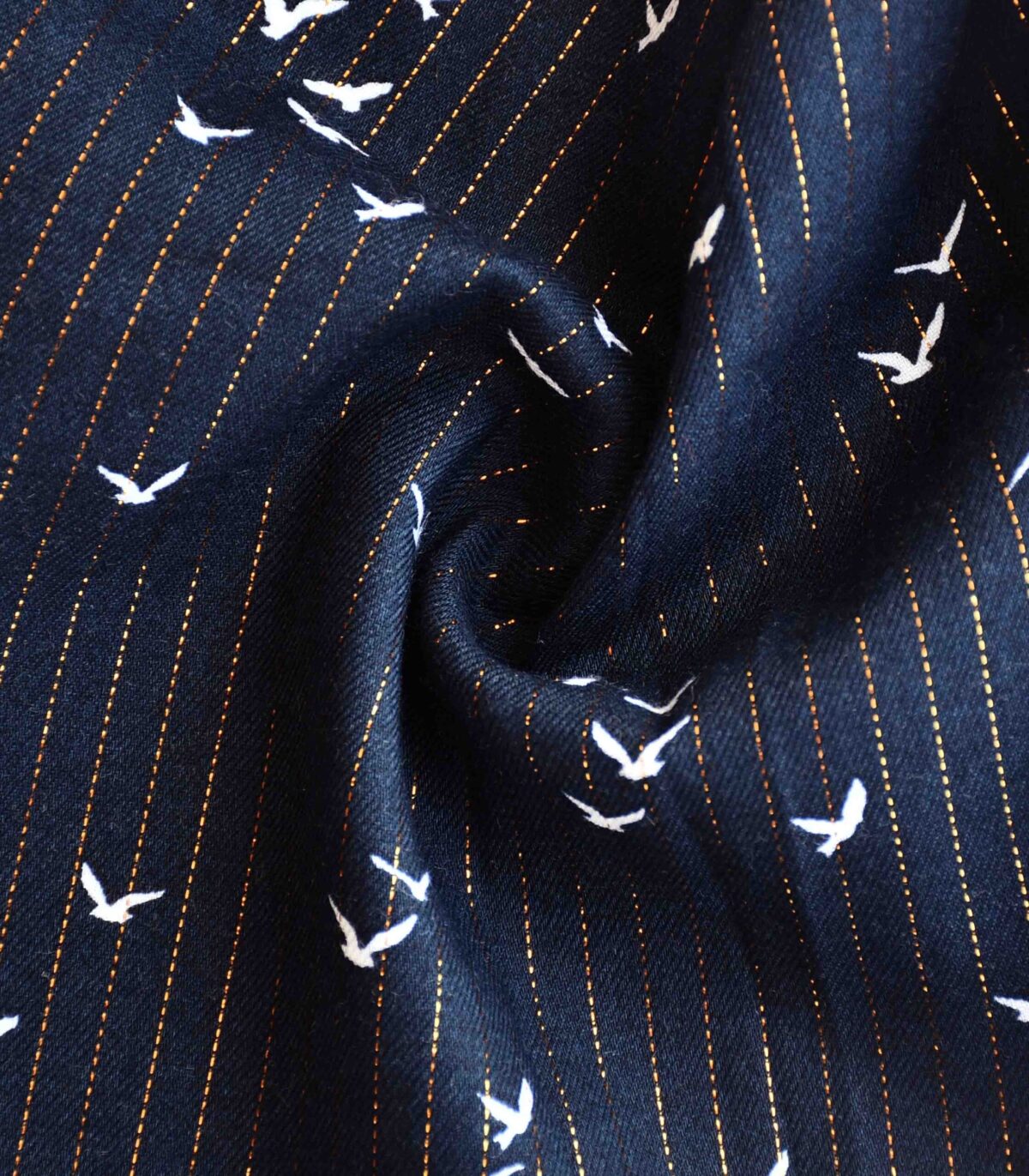 Cotton Lurex Bird Print Woven Fabric