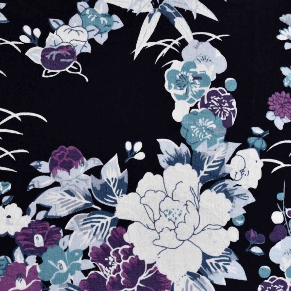 Modal Black Base Flower Print Fabric
