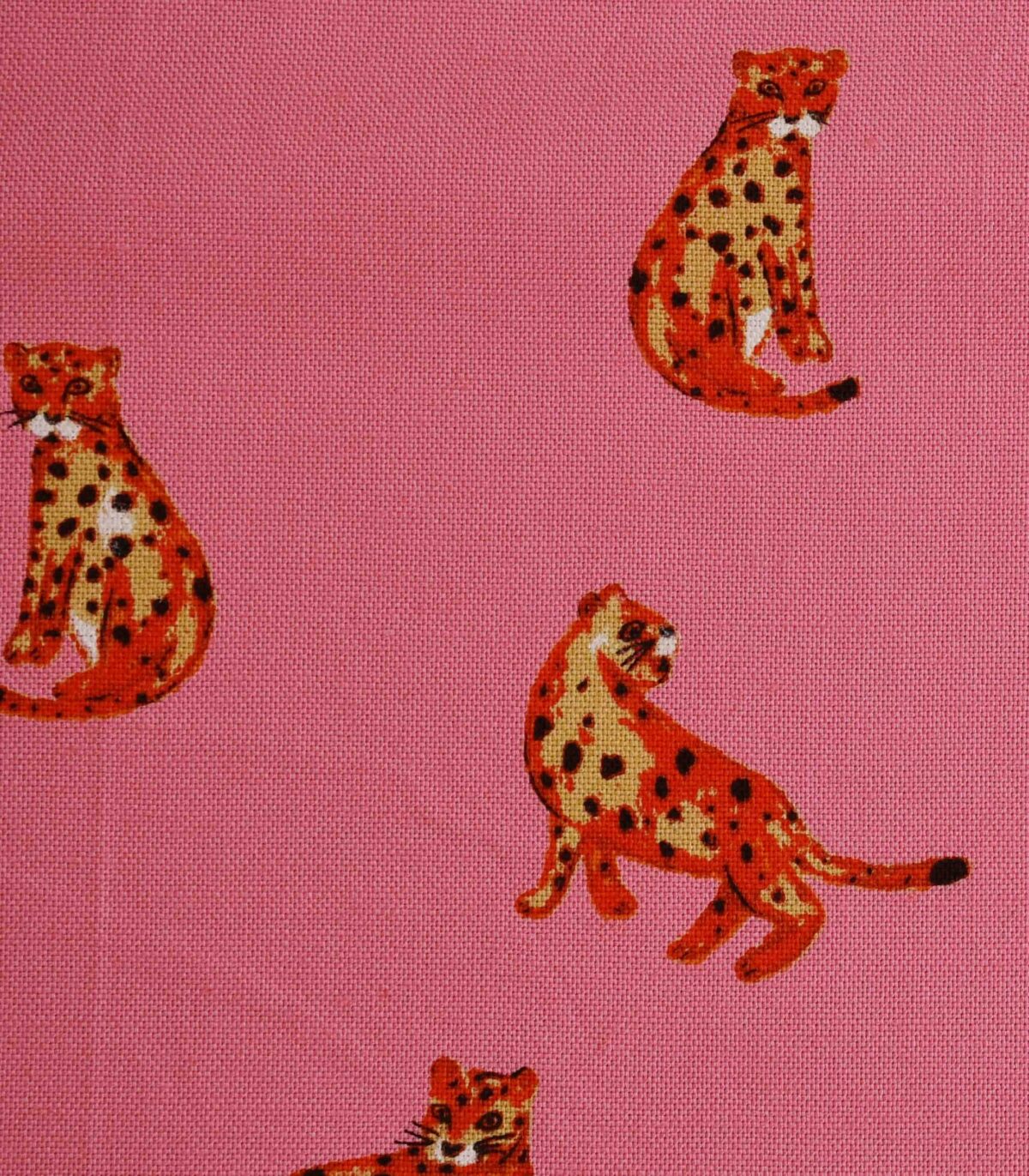 Cotton Pink Base Tiger Print Woven Fabric