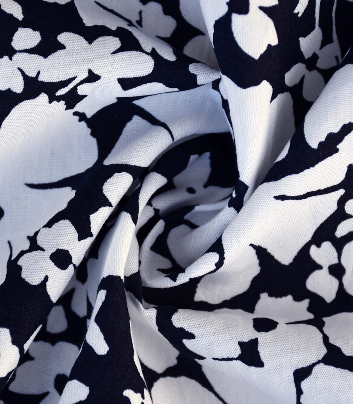 Cotton Navy Flower Print Fabric