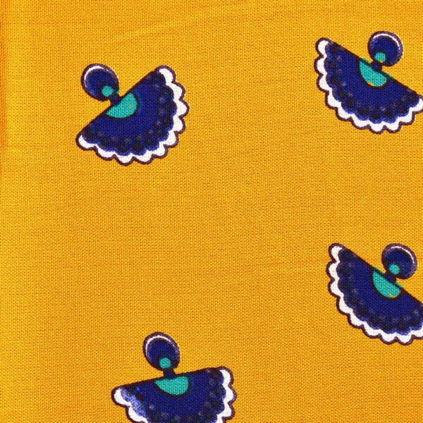 Viscose Blue Earrings Print Fabric