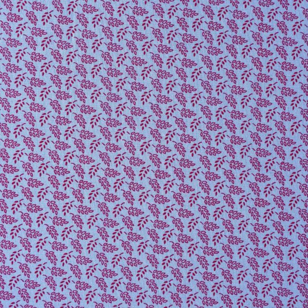 Cotton Lycra Blue Small Leaf Print Fabric