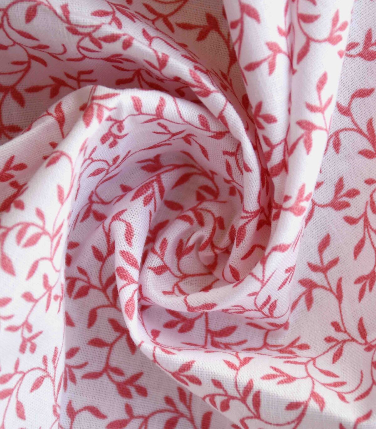 Cotton Light Pink Leaf Print Fabric