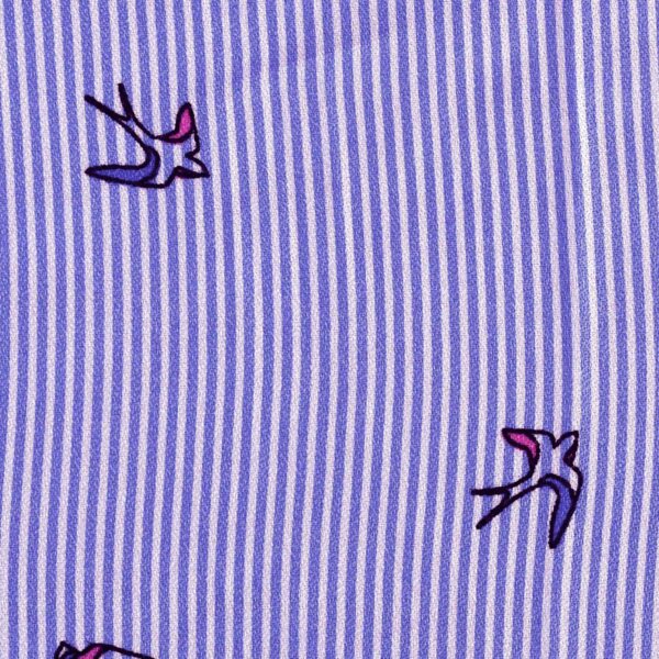 Viscose Blue Stripe Bat Print Fabric
