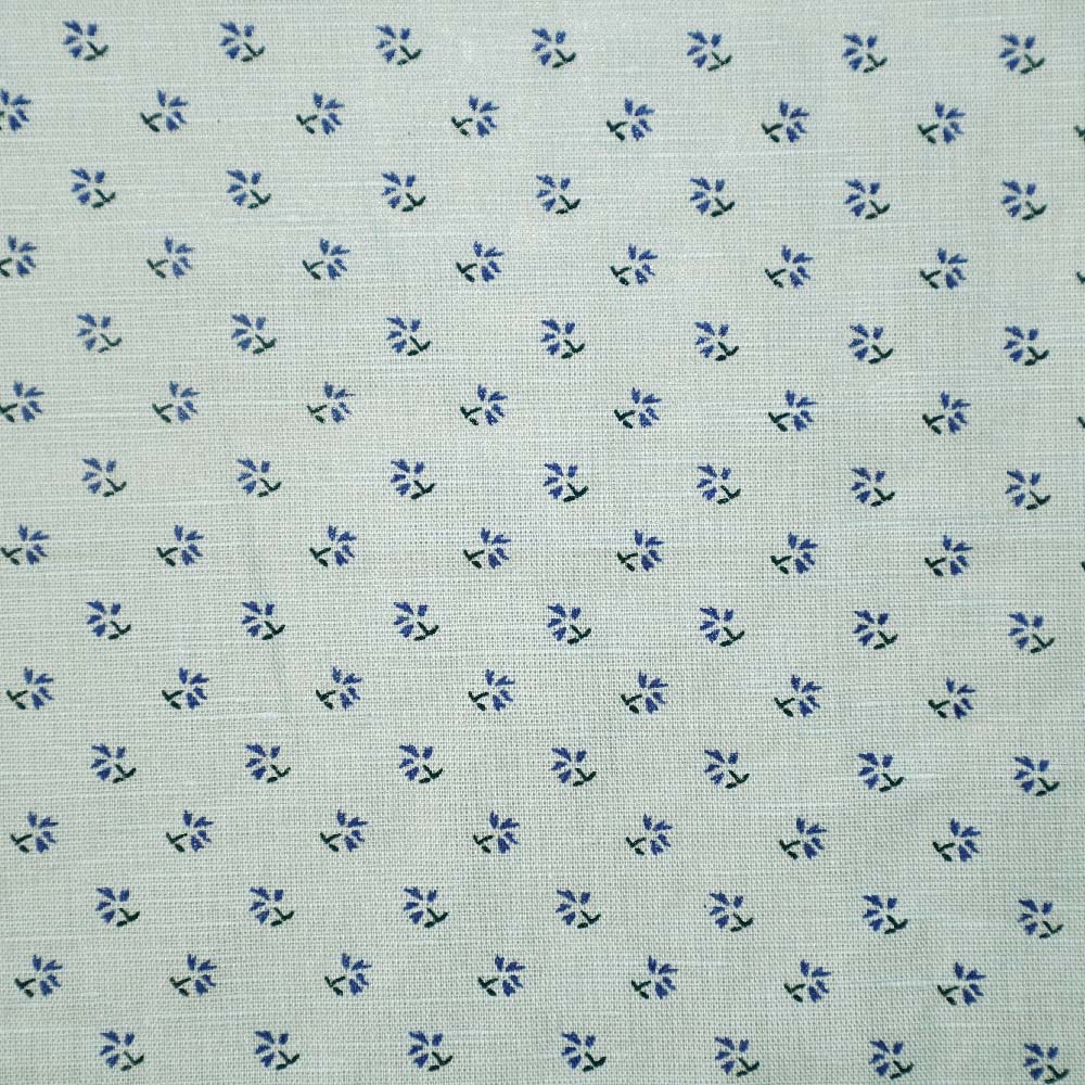 Flower Print Cotton Hemp Woven Fabric
