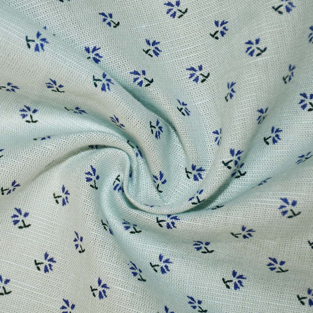 Flower Print Cotton Hemp Woven Fabric