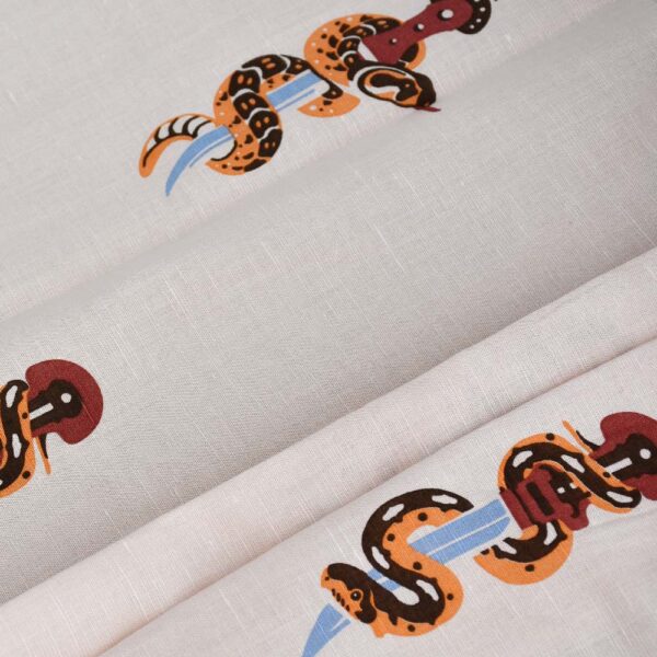 Cotton Hemp Snake Print Woven Fabric