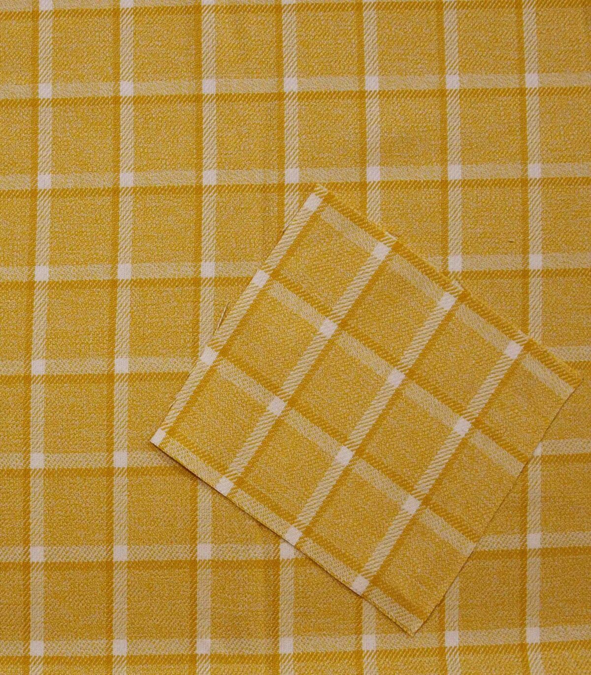 Cotton Twill Yellow Checked Woven Fabric