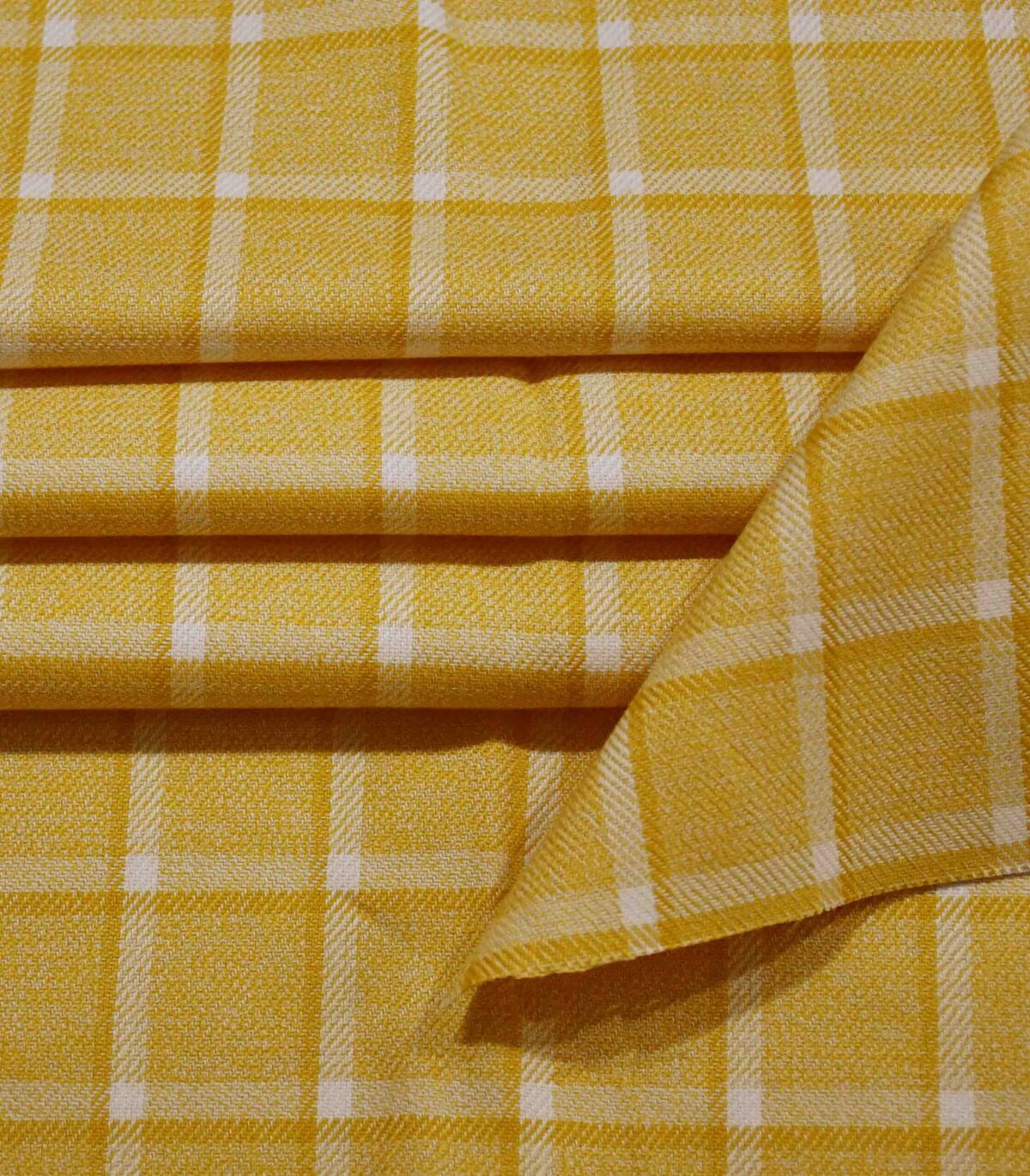 Cotton Twill Yellow Checked Woven Fabric