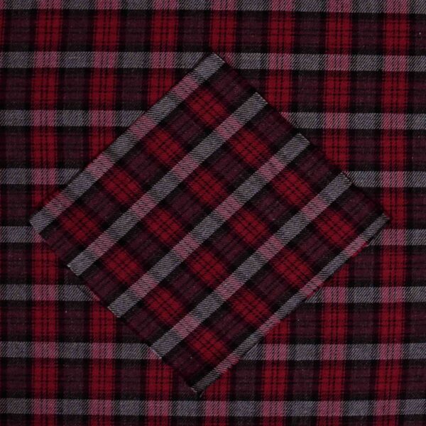 Cotton Red & Black Twill Woven Fabric