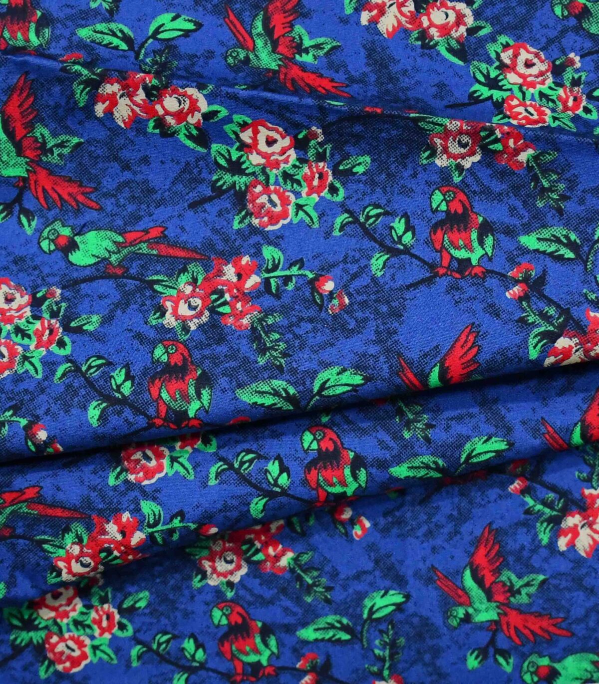 Cotton Blue Parrot Print Woven Fabric