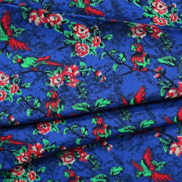 Cotton Blue Parrot Print Woven Fabric