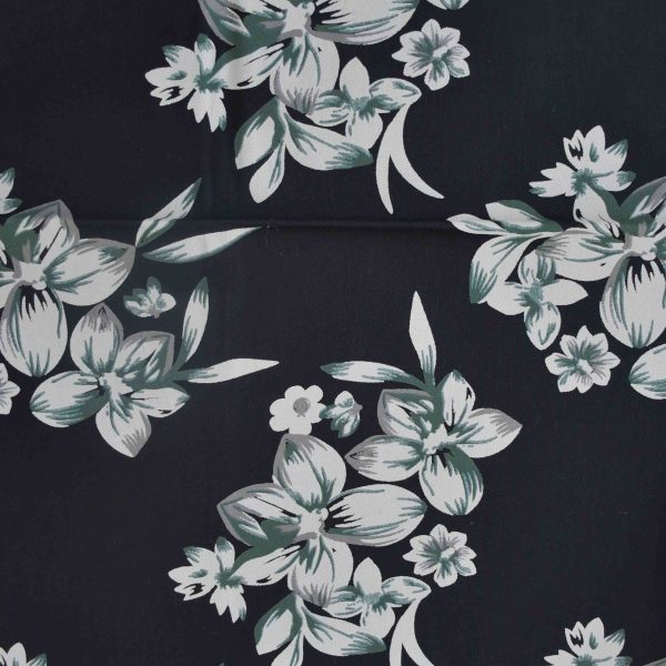Cotton Black Leaf Print Woven Fabric