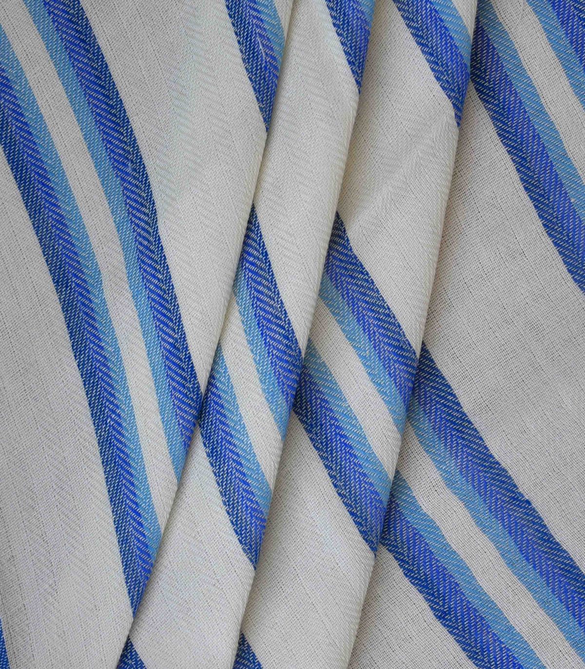 Cotton Cream Navy Yarn Dyed Fabric