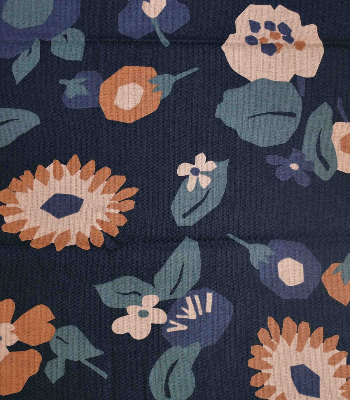 Cotton Flax Flower Print Woven Fabric
