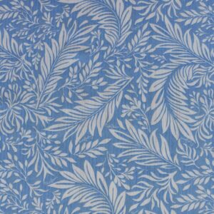 Viscose Lurex Blue Leaf Printed Woven Fabric (FC-DEPL2112)