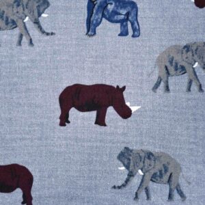 Cotton Blue Chambray Base Animal Print (FC-253)