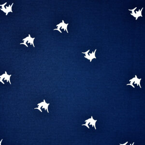 Cotton Navy Fish Print Fabric (FC-374)