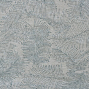 Cream Base Blue Leaf Print Fabric (FC-459)