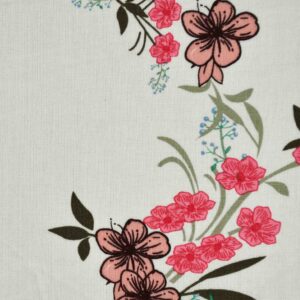 Rayon White Base Flower Print Fabric (FC-467)