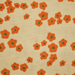 Cotton Flax Orange Flower Printed Woven Fabric (FC-DEPL2502)
