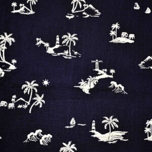 Cotton Blends Navy Tree Printed Woven Fabric (FC-DEPL2332)