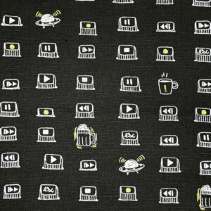 Cotton Linen Icons Printed Woven Fabric (DEPL409)