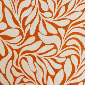 Cotton Hot Orange Scroll Printed Woven Fabric (FC-DEPL1217)