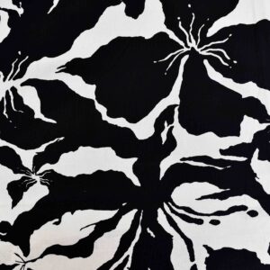 Cotton White Black Flower Printed Woven Fabric (FC-DEPL1262)