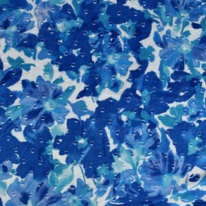 Cotton French Blue Flower Printed Woven Fabric (FC-3155)