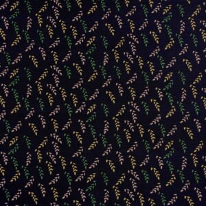 Cotton Navy Hany Flower Print Woven Fabric (FC-3771)