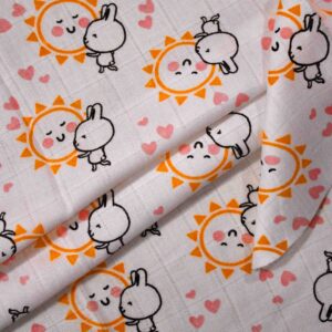 Cotton Bunny And Sun Print Woven Fabric ( FC-LB057 )