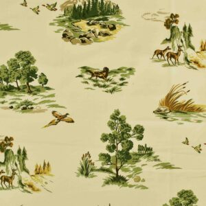 Cotton Cream Base Tree Printed Woven Fabric (FC-MTM852)