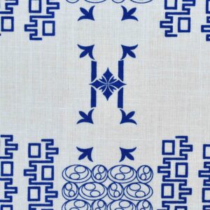 Cotton White Base Blue Print Fabric (FC-OA175)
